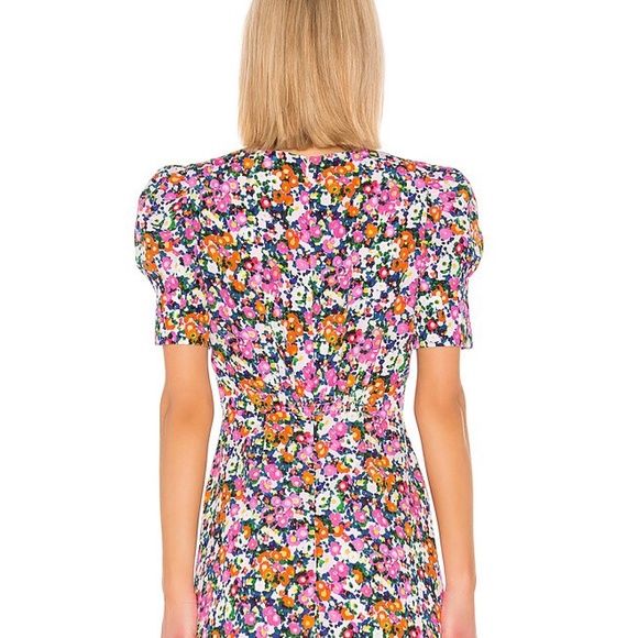 Saloni Bianca Midi Dress Pink Rosette Print size 8 - Picture 5 of 8